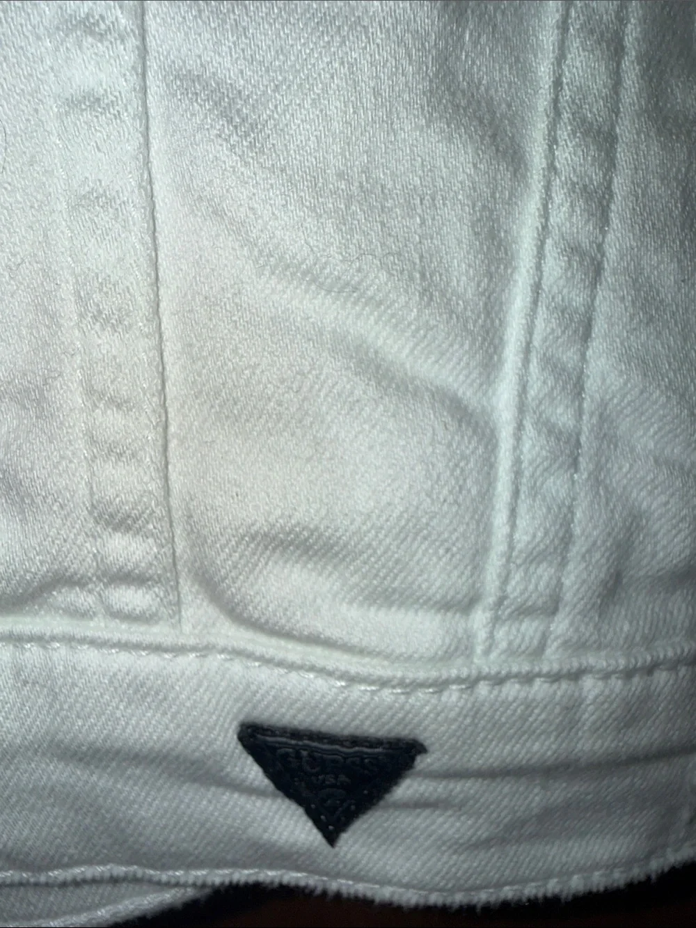 Guess White Distressed Denim Jacket with detachable Hood Size Small - Unisex